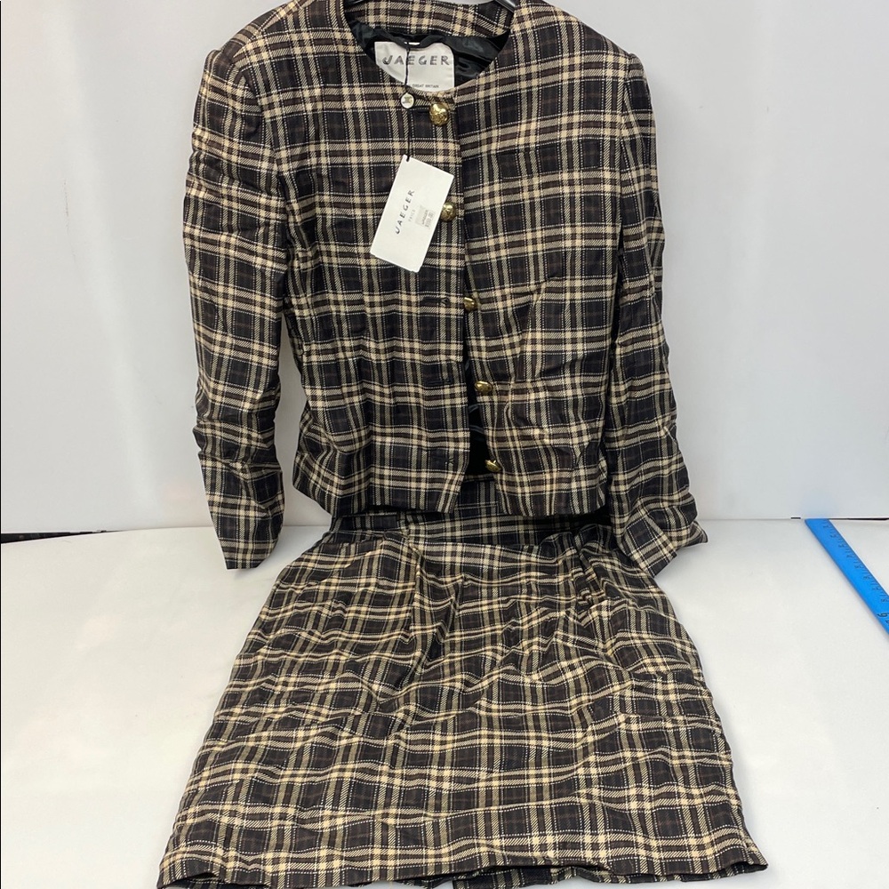 Jaeger Plaid Blazer and Skirt Set size 6 and size 8